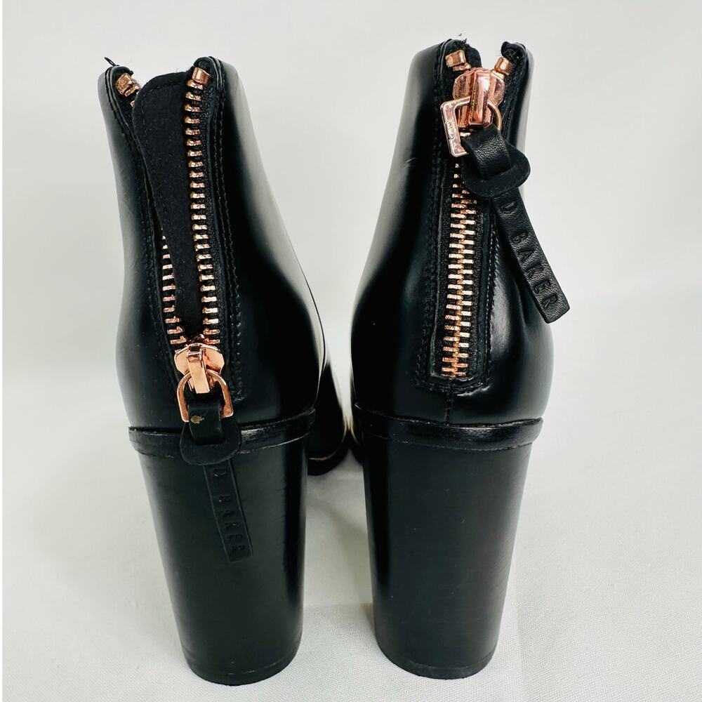 Ted Baker Vaully Leather Ankle Booties Almond Toe Boots in Black Size 36.5 NEW - Picture 7 of 12